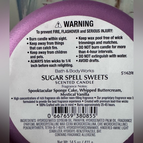 Sugar Spell Sweets Candle Bath and Body Works - Picture 4 of 4